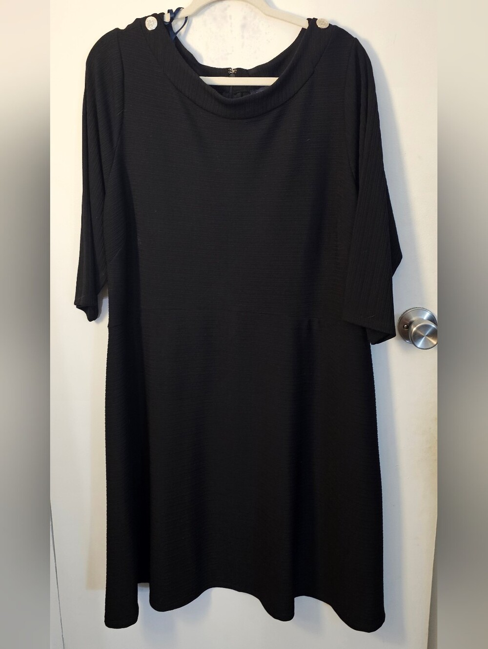 Tommy Hilfiger Black Midi Dress with Elbow Sleeves